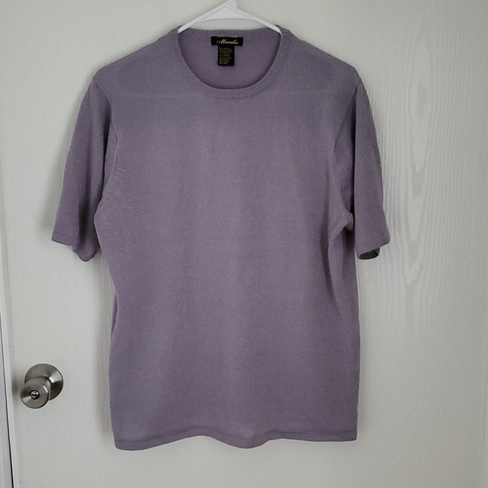 Ladies Short Sleeve Sparkly Purple Sweater
